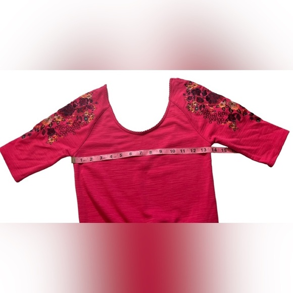 Free People Raspberry Floral Garden Sleeve Embroidered Dress size Small EUC - Picture 9 of 14